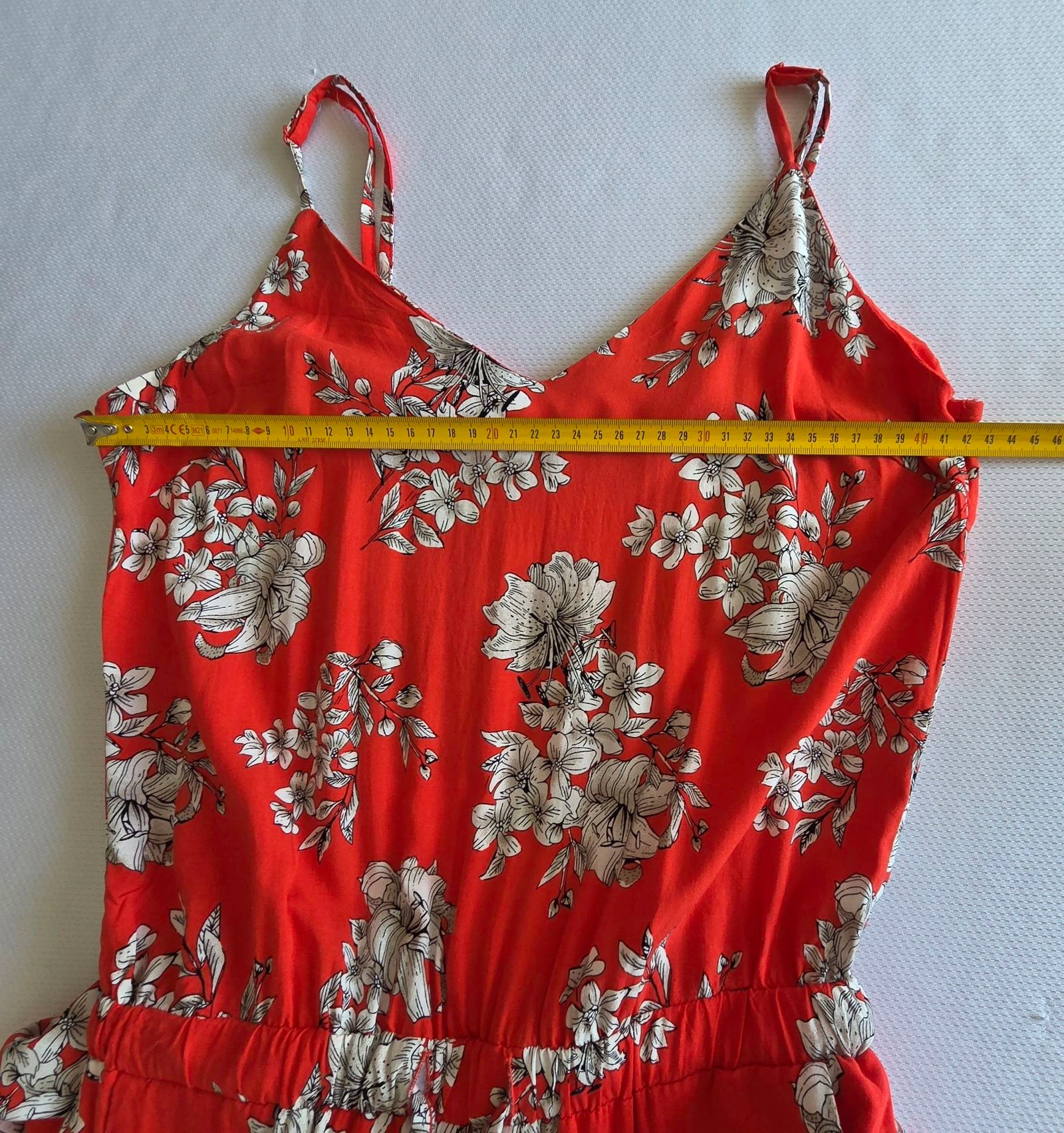 Combi-broek rood koraal met bloemenprint M 38 lichte combinatie bretels – photo 7